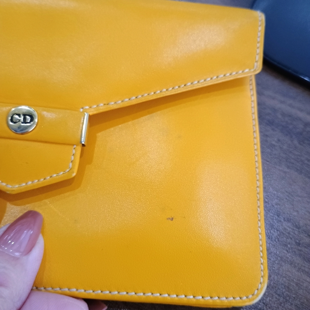Dior Yellow Leather Clutch Small Wristlet - Picture 5 of 15